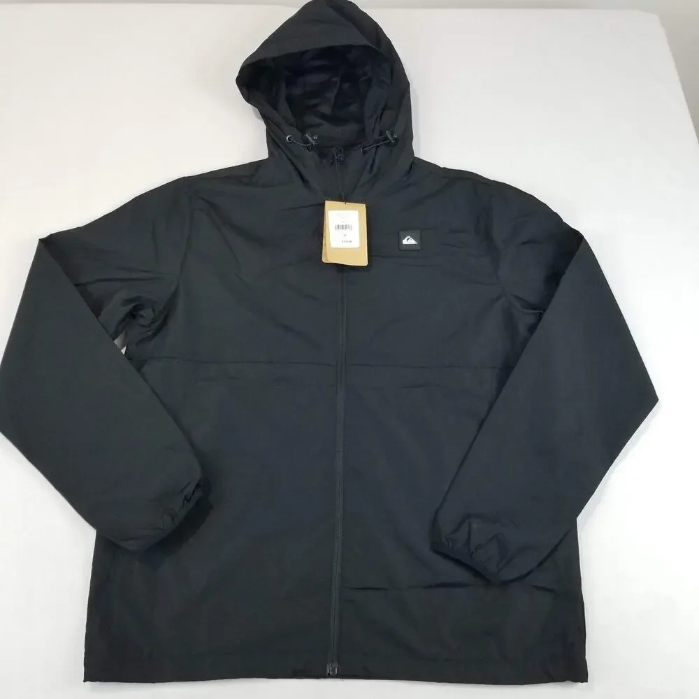 Quiksilver Jacket Mens Medium Black Dryflight Hooded Lightweight Windbreaker NEW